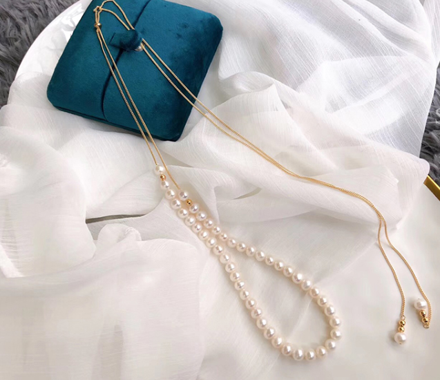 Long Tassel Pearl Sweater Necklace