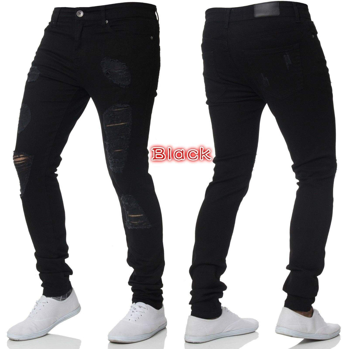 Men’s Plus Size Blue & Grey Jeans – Spring Casual Denim Trousers