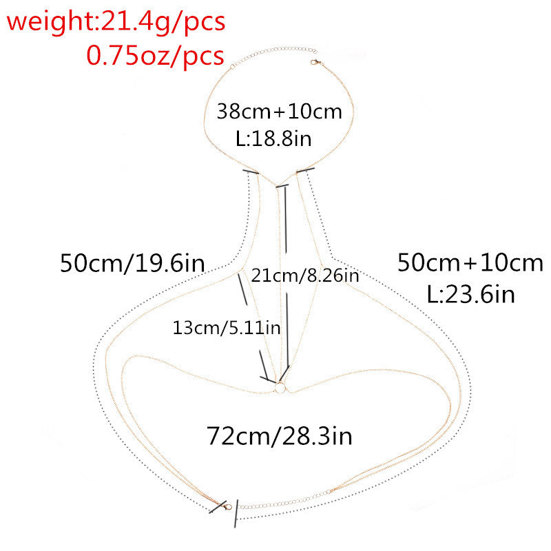 Women’s Geometric Body Chain – Lightweight Gold & Silver Street Fashion Chest Jewelry