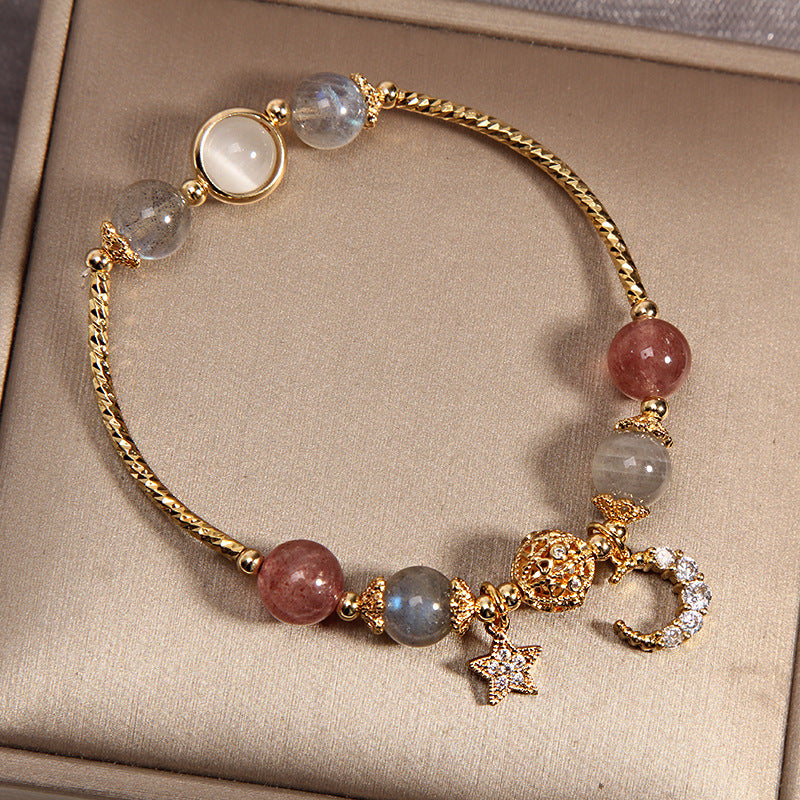 Women’s Natural Moonstone Crystal Bracelet – Elegant Gemstone Beaded Jewelry