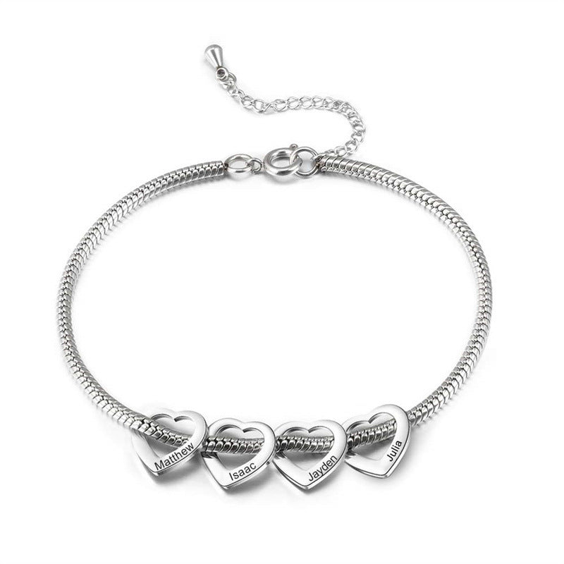 Personalized Adjustable Stainless Steel Heart Anklet