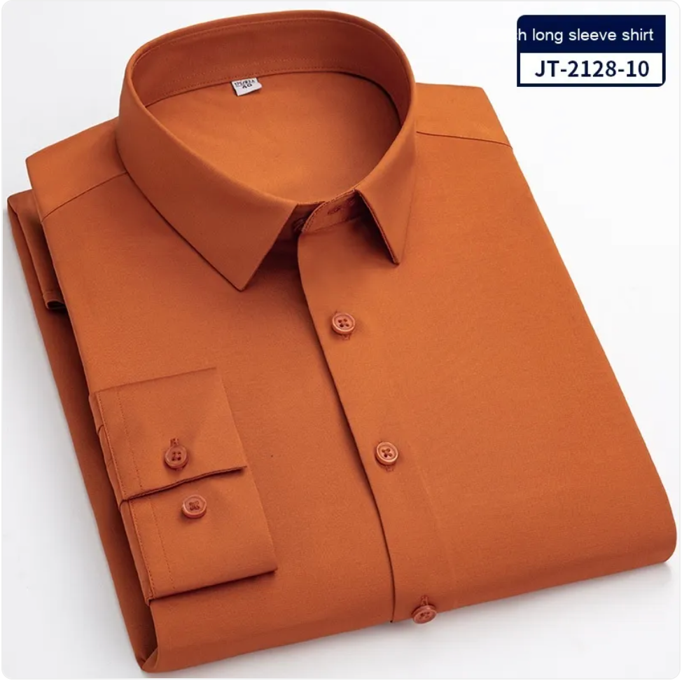 Men’s Seamless Stretch Long Sleeve Shirt – Bamboo Blend Casual Shirt, Sizes 38–46