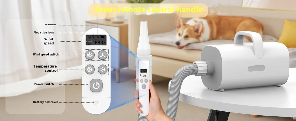 Smart Negative Ion Pet Hair Dryer – Powerful Anti-Frizz Dog & Cat Grooming Blower
