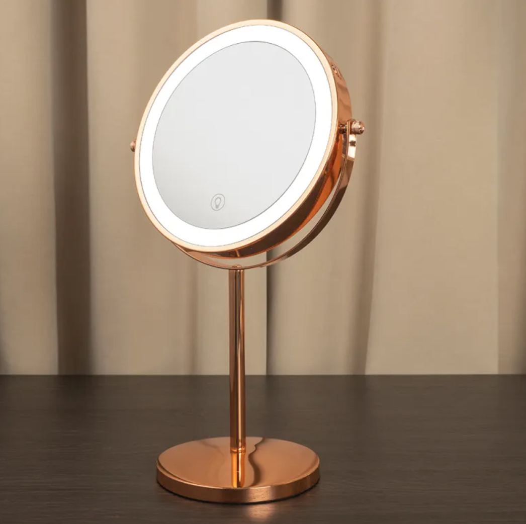 LED Makeup Magnifying Mirror – 8" 3X Magnification with Three-Color Lighting
