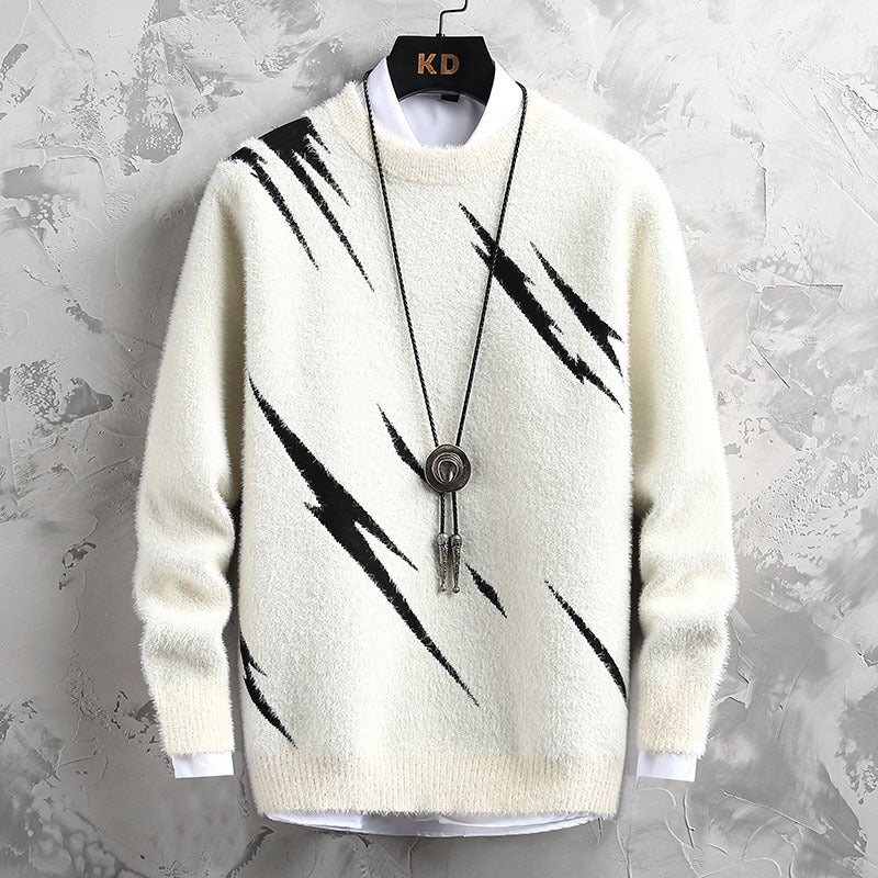 Men’s Jacquard Crew-Neck Sweater – Stylish Casual Knitwear – USA