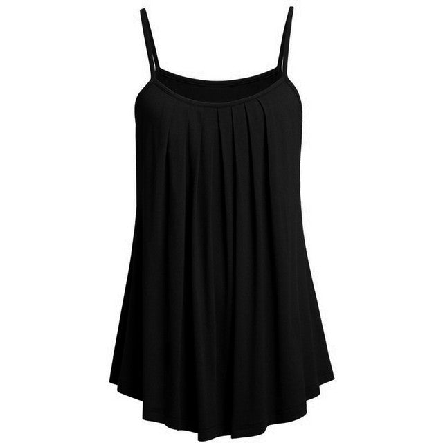 Women’s Chiffon Pleated Tank Top – Elegant Sleeveless Summer Blouse
