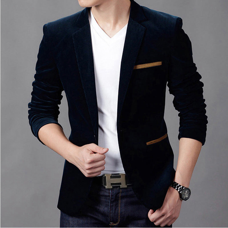 Men’s Cotton Corduroy Blazer – Korean Style Spring & Fall Casual Suit Jacket, M–4XL