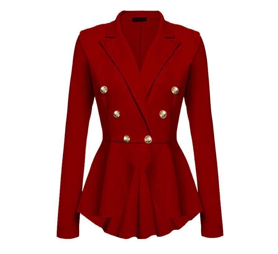 Women’s Double-Breasted Cotton Blazer – Slim-Fit Metal Button Long-Sleeve Jacket, S–XXL