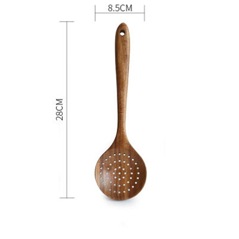 Teak Wood Kitchen Utensil Set – Essential Non-Stick Cookware Spoon Collection
