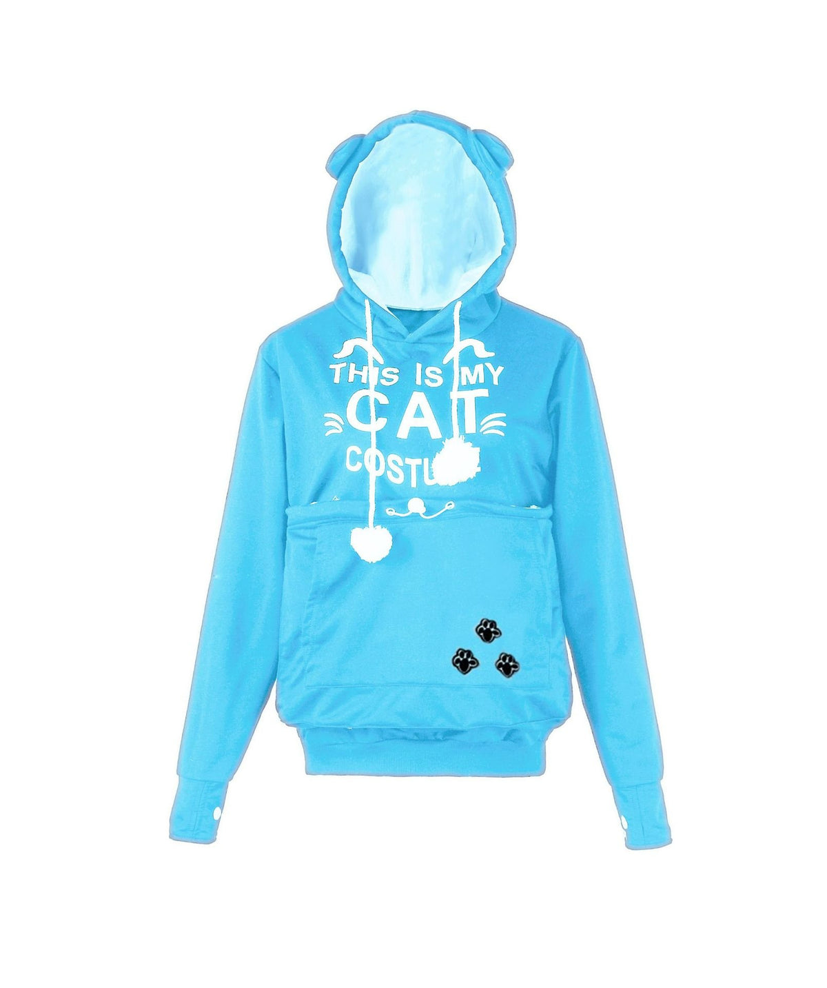 Women’s Alien Cat Printed Hooded Sweater – Cotton Blend Loose-Fit Graphic Pullover Hoodie, 12 Colors, S–4XL