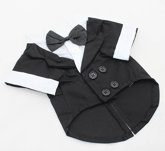 Big Dog Bow Tie Suit – British-Style Cotton Formal Clothing for Male Dogs