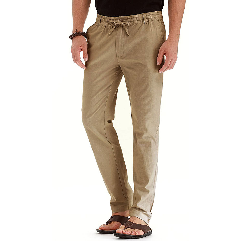 Men’s Loose Fit Cotton Pants – Elastic Waist Casual Trousers