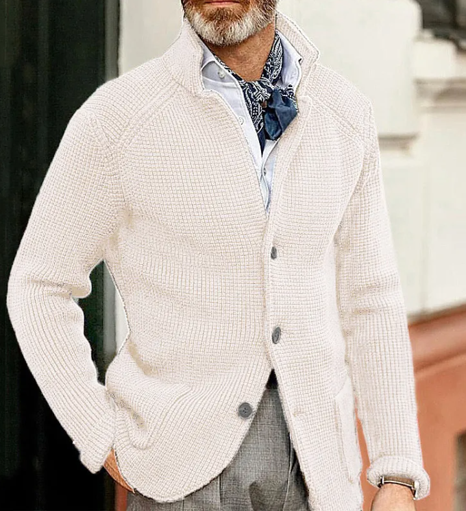 Men’s Knitted Sweater Coat – Acrylic Casual Warm Knit Cardigan, 15 Colors, S–4XL
