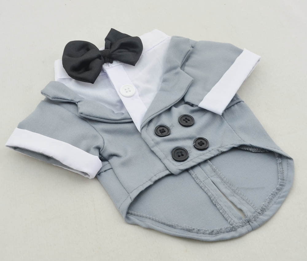 Big Dog Bow Tie Suit – British-Style Cotton Formal Clothing for Male Dogs