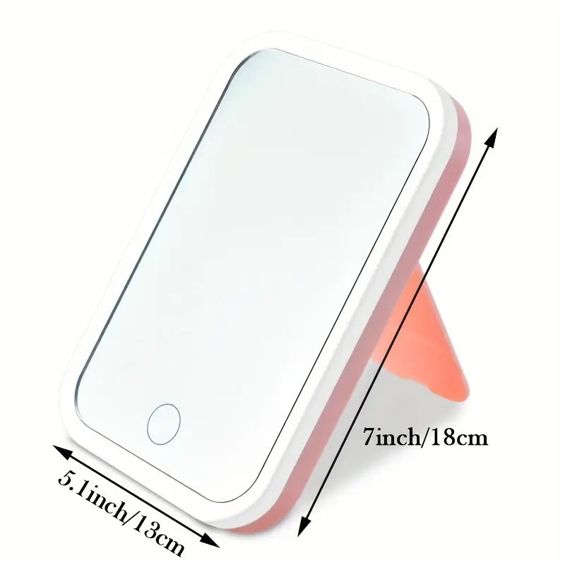 LED Touch Screen Makeup Mirror - Portable Folding Design