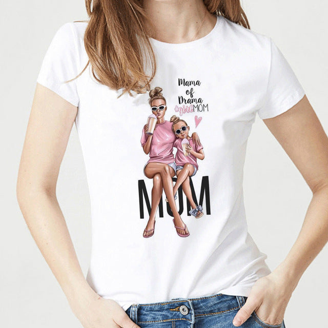 Fashionable Printed White Cotton T-Shirt for Women