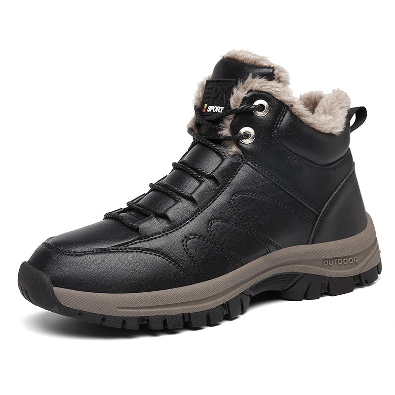 Men’s Warm Leather Winter Boots – Plush-Lined Cold-Weather Footwear