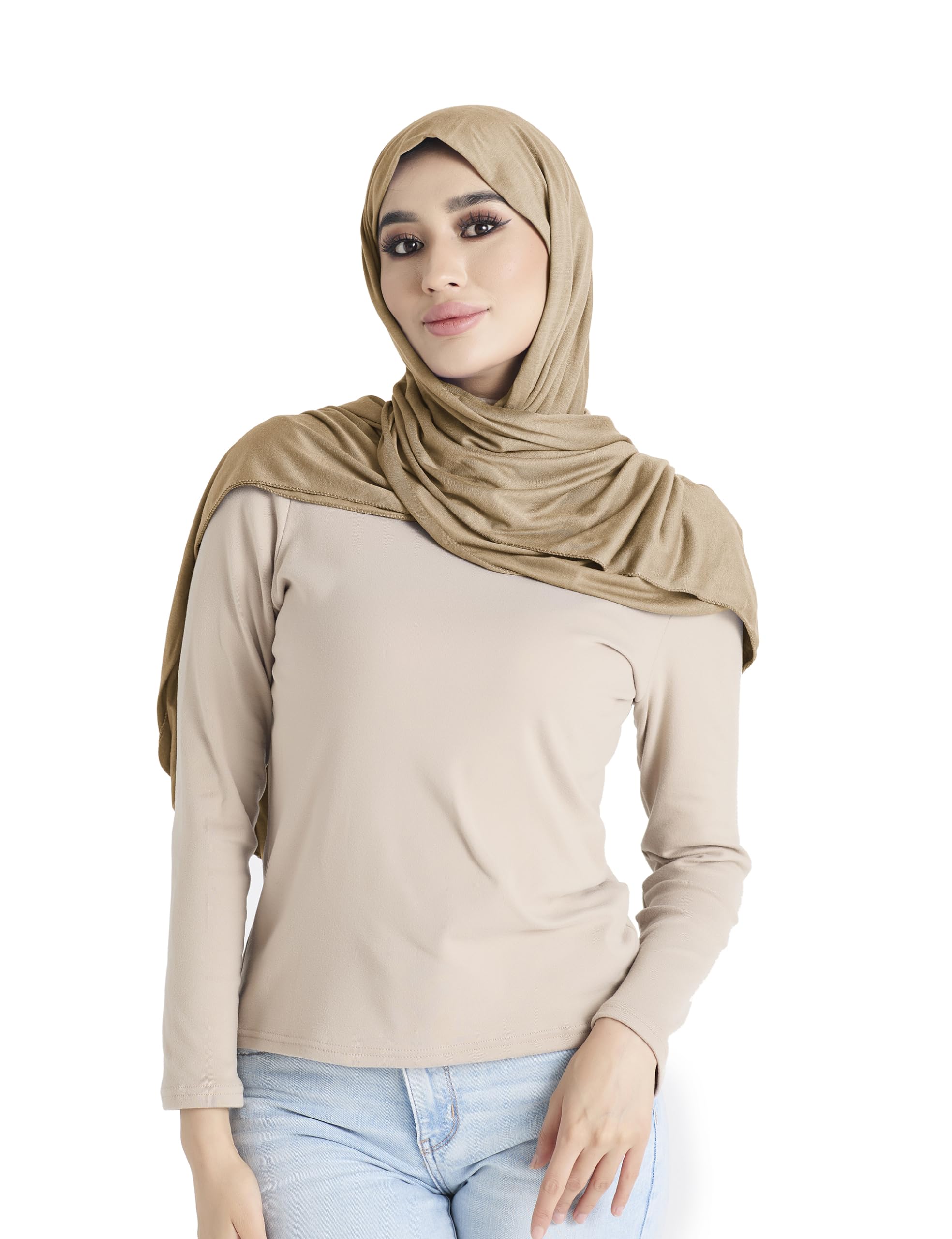Xirhoot Premium Jersey Hijab for Women – Camel Muslim Head Scarf