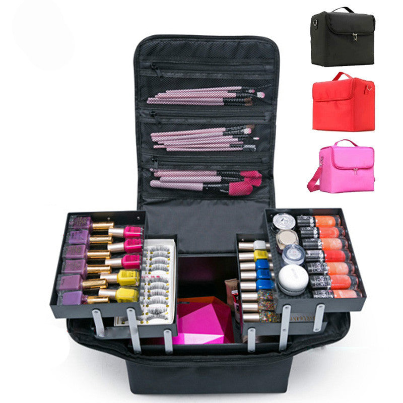 Oxford Makeup Case – Portable Beauty Tool Organizer & Cosmetic Travel Bag