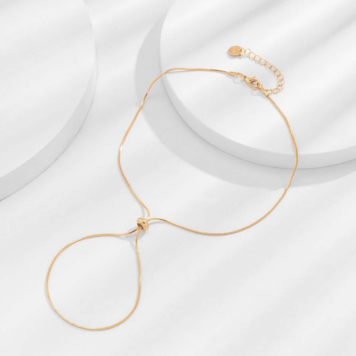 Adjustable Round Bead Chain Cross Anklet in Metal