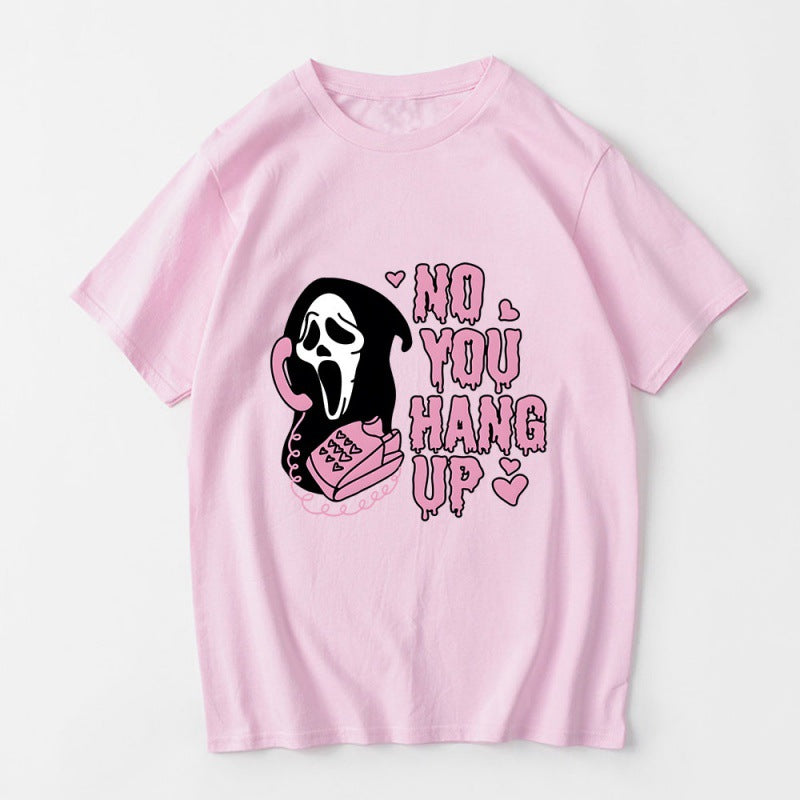 Cartoon Grim Reaper Print Casual T-Shirt for Women