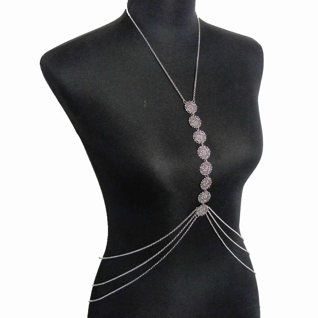 Women’s Minimalist Body Chain – Adjustable Gold & Antique Silver Waist Jewelry, 50cm Necklace + 90cm Chain