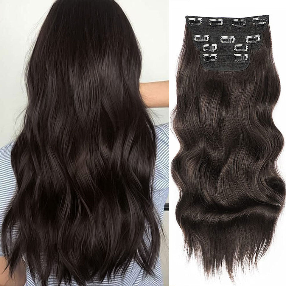 Water Ripple Long Hair Extensions for Women – 4-Piece Natural-Look Wavy Set