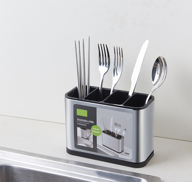 Stainless Steel Tableware Bucket – Modern Round & Square Kitchen Serving Container