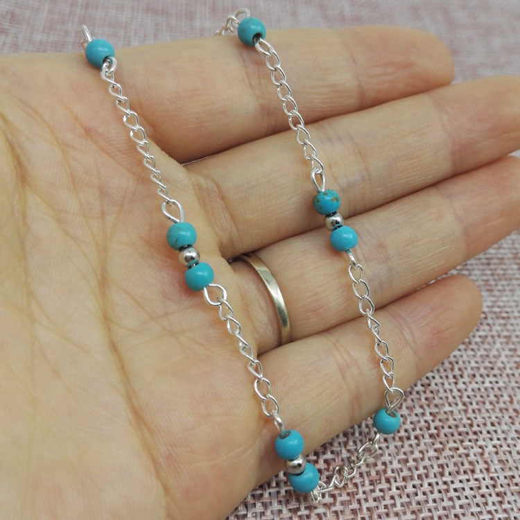 Handmade Turquoise Bead Anklet, Street Style Fashion