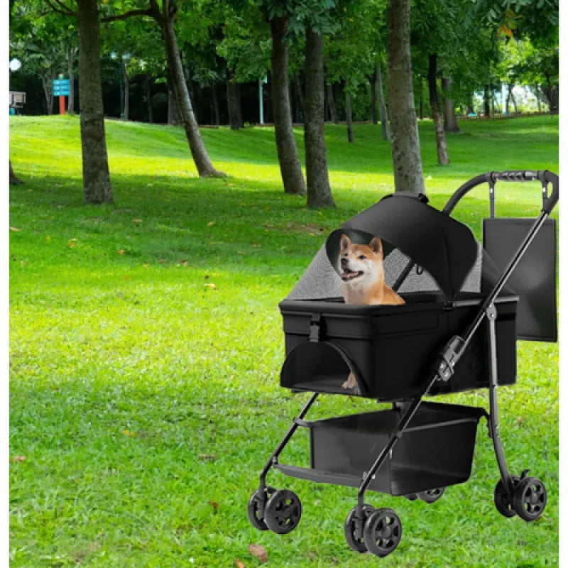 2-in-1 Folding Pet Stroller – Removable Travel Carrier for Small & Medium Dogs & Cats