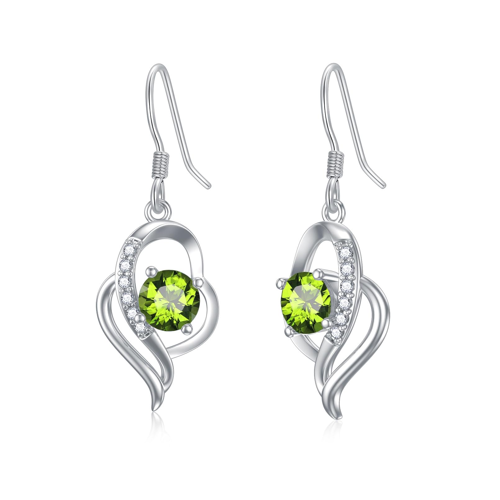 Seiyang August Birthstone Earrings – 925 Sterling Silver Peridot Dangle