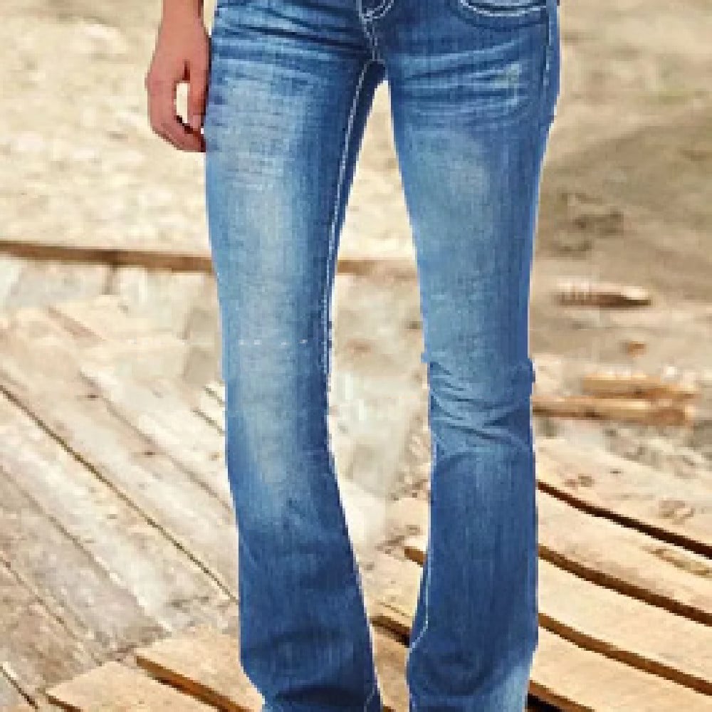Women’s Low-Waist Flare Jeans – Cotton Denim Micro-Flared Pants in Light Blue, Navy & Peacock Blue, XS–4XL