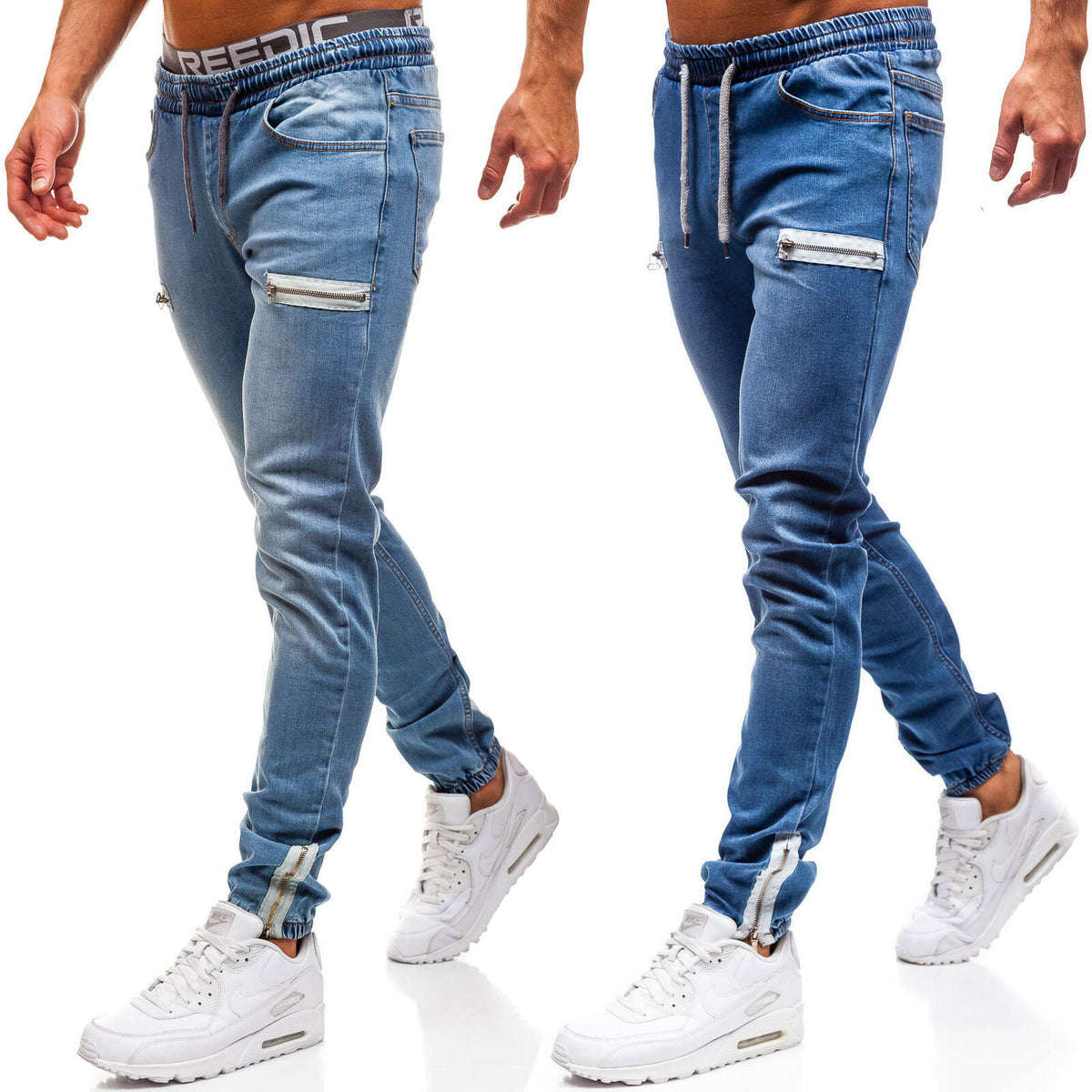 Men’s Zipper Design Jeans – Casual Fashion Denim Pants