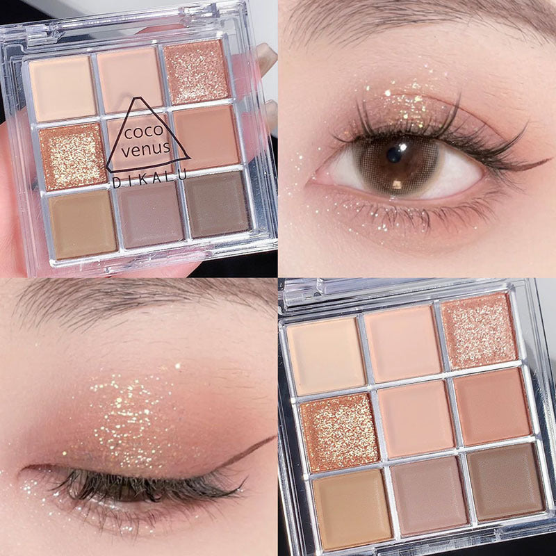 DIKALU Sunset Glow 9-Color Eyeshadow Palette – Matte & Shimmer