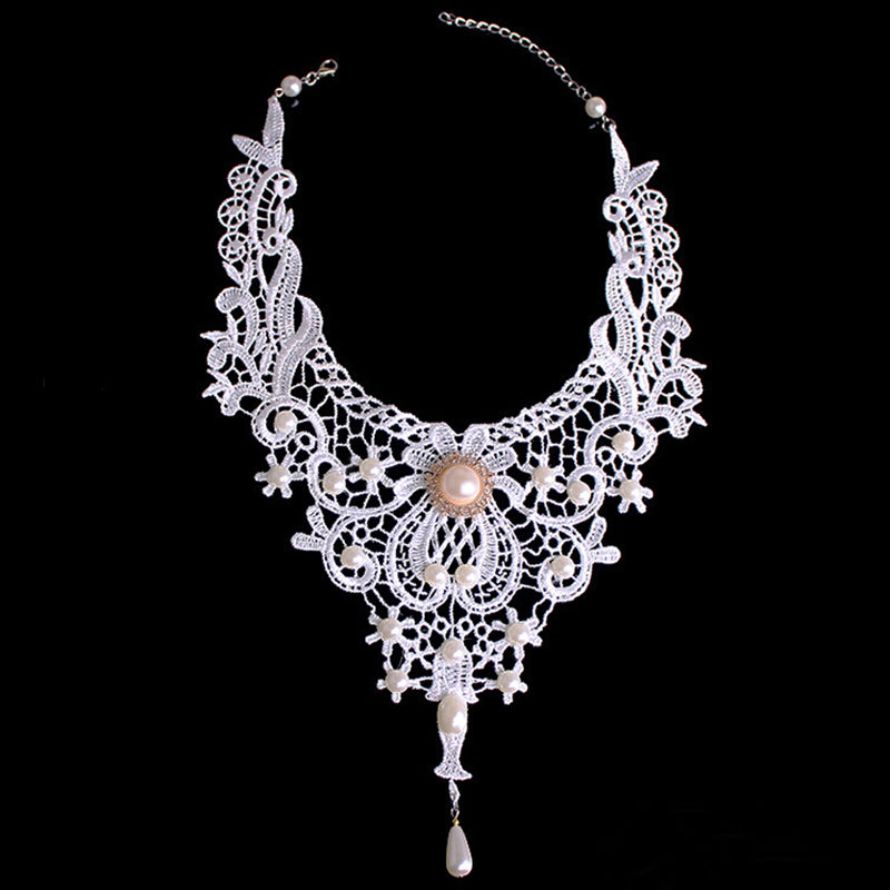 Vintage White Lace Choker Necklace for Brides