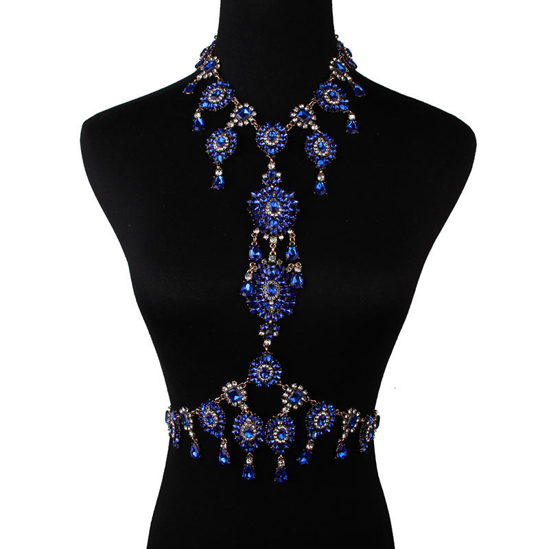 Women’s Multi-Layer Rhinestone Body Chain Necklace – Geometric Statement Jewelry, 6 Colors