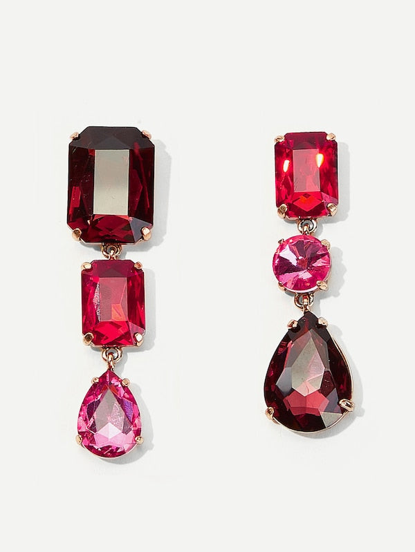 Modern Geometric Diamond Earrings – Colorful Alloy Stud Jewelry for Women
