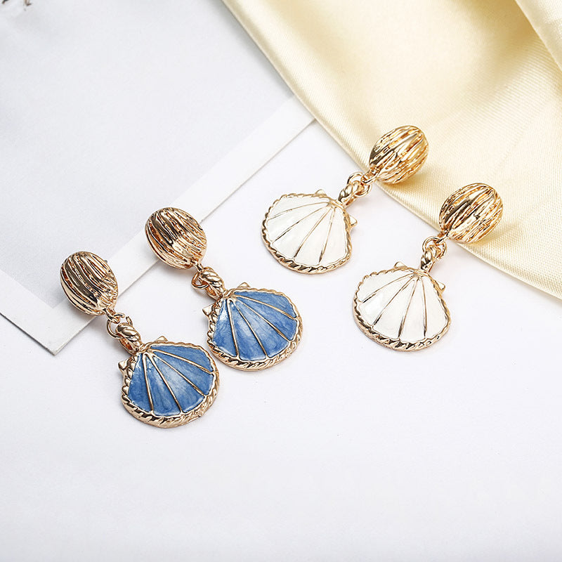 Vintage Ocean Shell Stud Earrings for Women – Coastal Statement Jewelry