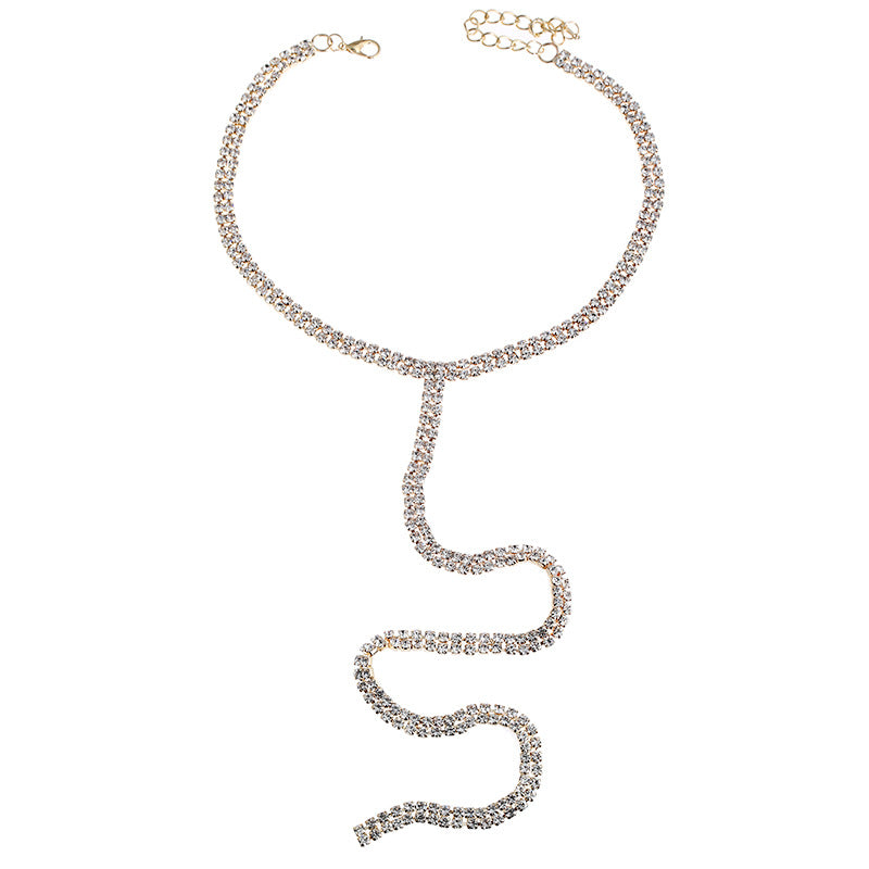 Women’s Rhinestone Body Chain Necklace – Lightweight Gold & Silver Statement Jewelry, 78cm
