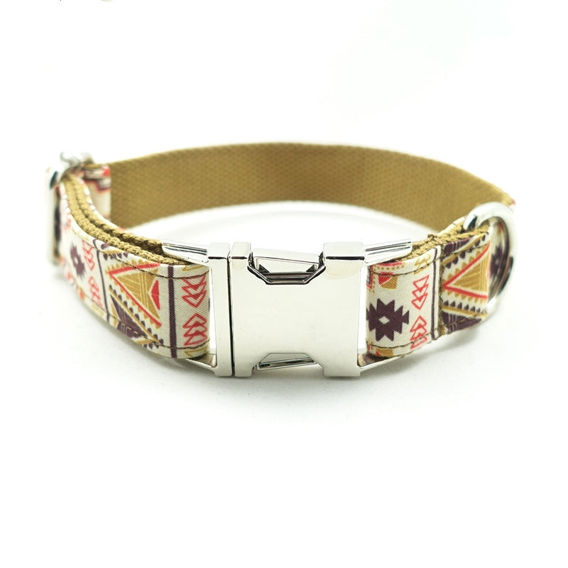 Bohemian Dog Collar – Adjustable Brown Polyester Pet Collar for Dogs