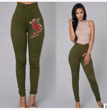 Embroidered Pencil Pants for Women