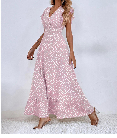 WOLFF Chiffon Summer Dress with Ruffle Hem for Women USA