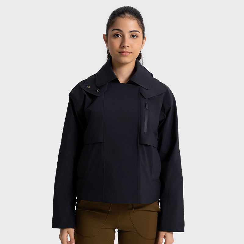 Women’s Detachable Short Trench Coat – Windproof Waterproof Breathable Jacket, Sizes 2–1
