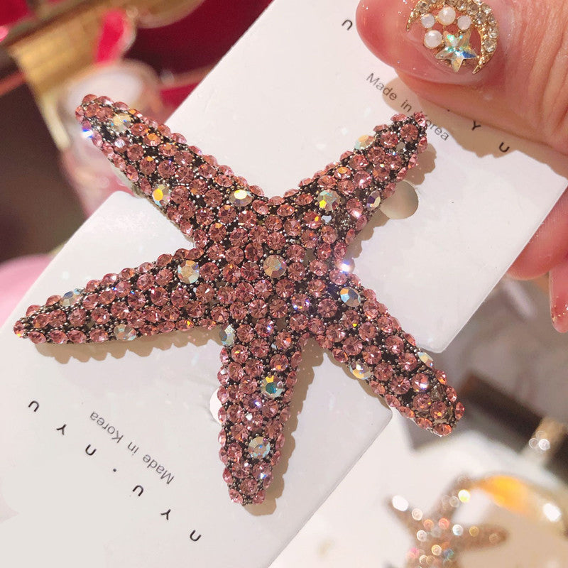 Rhinestone Starfish Hair Clip – Sparkling Ocean-Inspired Hair Accessory for Women