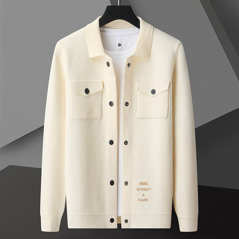 Men’s Korean Knitted Cardigan Jacket – Loose-Fit Jacquard Casual Sweater, 3 Colors, M–4XL