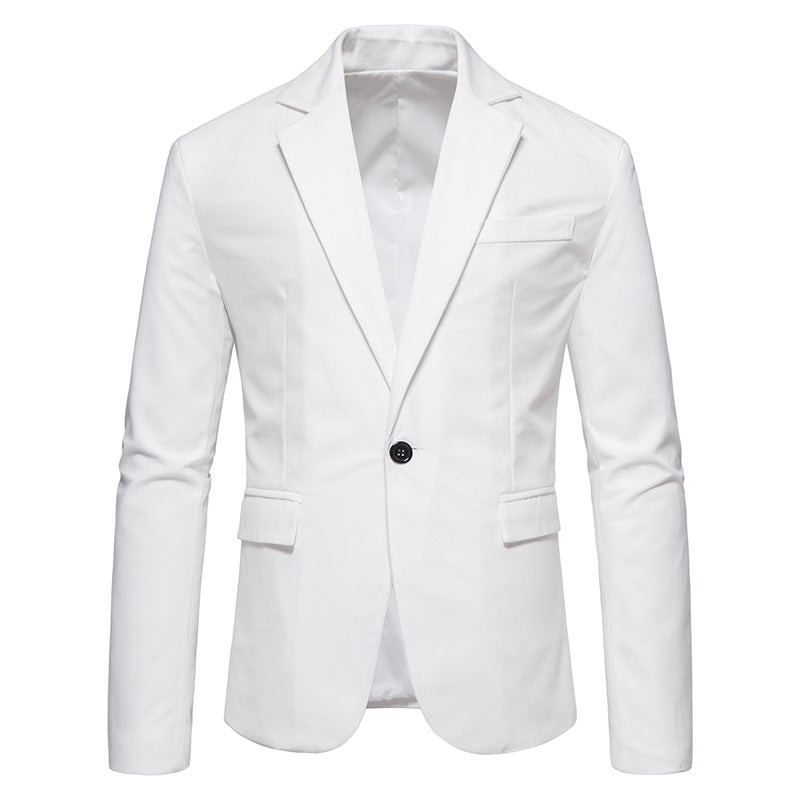 Men’s Suede V-Neck Blazer – Elegant Single-Button Wedding & Event Jacket, S–XXL