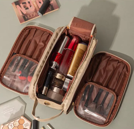 Large Cosmetic Travel Bag – Portable Makeup & Toiletry Organizer