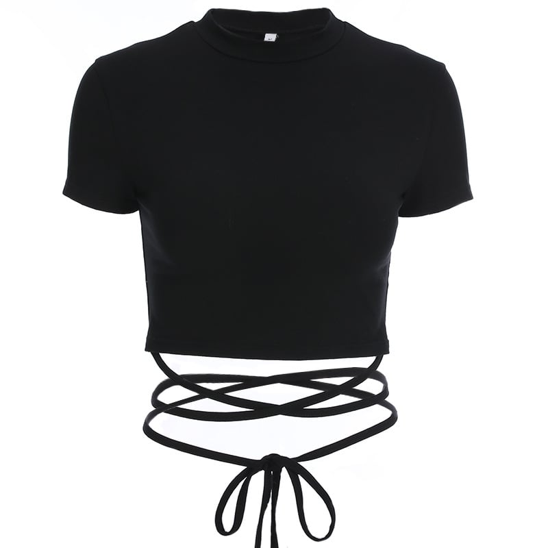 Cotton Bandage Short-Sleeved T-Shirt for Men/Women