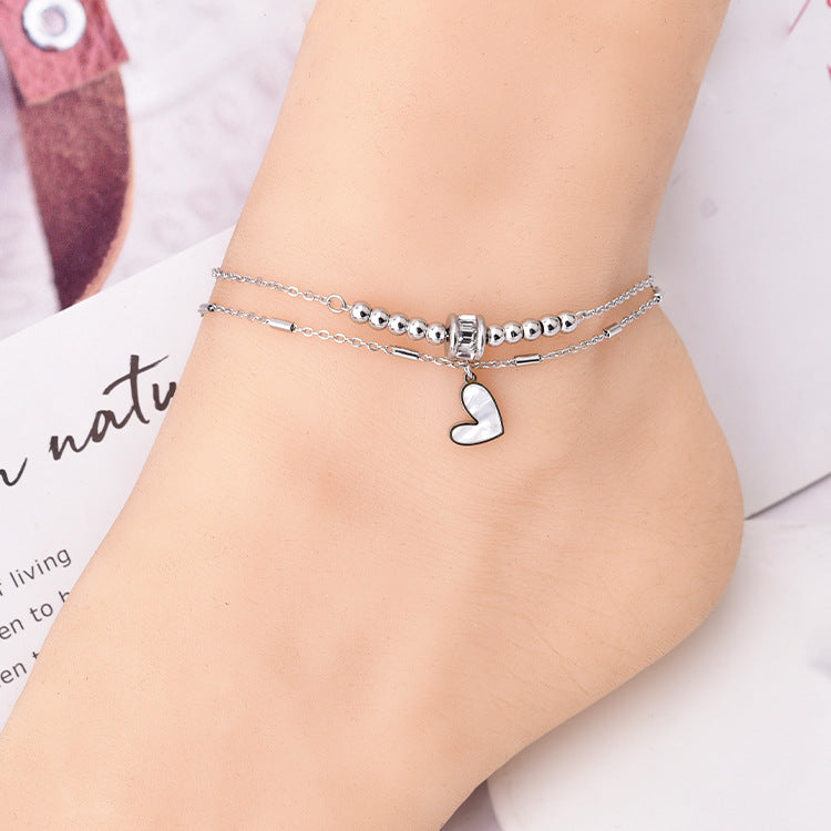 Double-Circle Anklet with Zircon Transfer Beads