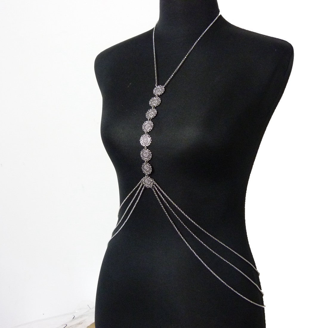 Women’s Minimalist Body Chain – Adjustable Gold & Antique Silver Waist Jewelry, 50cm Necklace + 90cm Chain